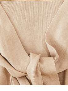 1PC Thin Spring, Summer And Autumn Fashion Air-Conditioned Room Warm Knitted Shawl, High-End Solid Color Knitted Scarf, Sun Protection Shawl, Soft Skin-Friendly Loose Long Sleeve Multi-Function Women's Shoulder Wrap, Suitable For Daily Wear And Matching School - Black - View 6