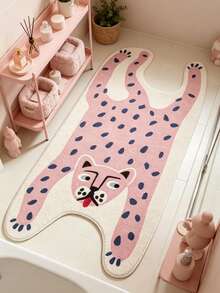1 pieza Alfombra con estampado de leopardo rosa, estilo crema, alfombra decorativa, decoración de dormitorio, alfombra pequeña, alfombra, decoración del hogar, alfombra de sala de estar, alfombra pequeña de sala de estar, alfombra de dormitorio, decoración del hogar de sala de estar, alfombra de exterior, alfombra lavable - Multicolor 11 - Ver 3