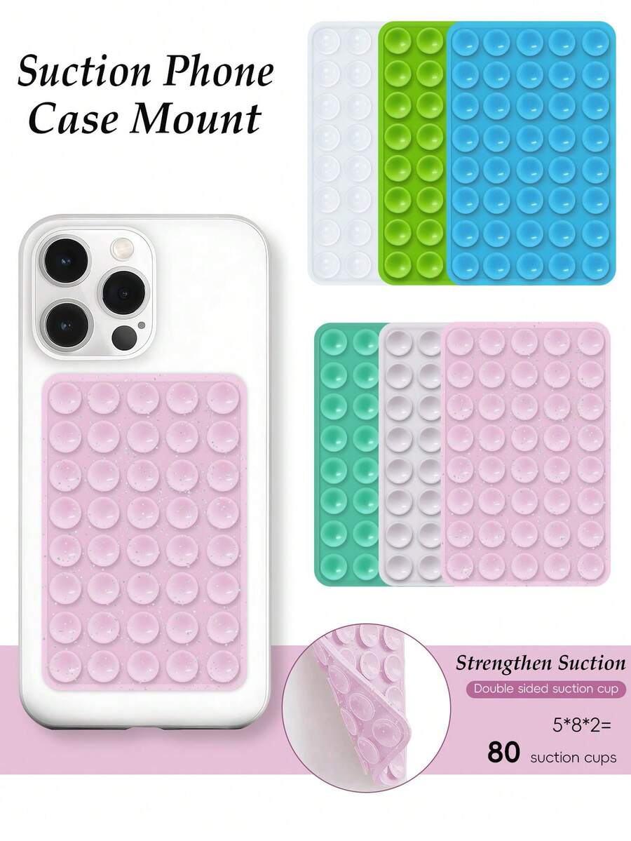 1PC/2PCS Multi-Color Strong Silicone Phone Case, Double-Sided 80 Suction Cups Stand - Hands-Free Selfie/Video Stand, Suitable For IPhone And Android Phones, Birthday Gift, Phone Stand For Family And Friends, Phone Accessories