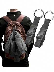 2pcs/1pc Anti-Theft Luggage Strap, Multi-Function Bracket, Bag Handle Clip, Used For Carrying Clothes, Bottles, Bags, Connecting Luggage, Freeing Hands, Perfect For Outdoor Activities And Travel, Suitable For Women And Men - Black - View 2