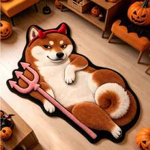 1pc Shiba Inu Pattern Floor Mat, Living Room Carpet, Rug, Area Rug, Small Area Rug, Mat, Home Decor, Large Living Room Carpet, Round Carpet, Living Room Home Decor, Room Decor, Washable Carpet, Graduation Gift - Shiba Inu - View 1