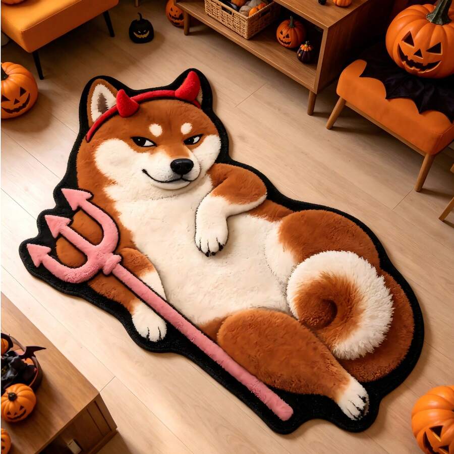 1pc Shiba Inu Pattern Floor Mat, Living Room Carpet, Rug, Area Rug, Small Area Rug, Mat, Home Decor, Large Living Room Carpet, Round Carpet, Living Room Home Decor, Room Decor, Washable Carpet, Graduation Gift - Shiba Inu - View 1