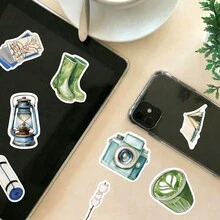 50Pcs Whimsical Vintage Outdoor Stickers, Rustic Mountain Bear Camping Gear Illustration Decals, Great For Notebook Decor, Gift Bag Fillers & Hiker DIY Crafts School Supplies - 7*6*1 - View 7