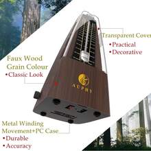 M350 AUPHY Mechanical Metronome With Accent Bell, Classic Shape, Accurate Beat, Multiple Beat Modes, Suitable For Piano Guitar Drums Violin Saxophone Etc(Wood Grain) - ColorB - View 3