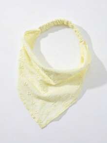 3 piezas/Set Diadema de mujer con patrón floral original bordado y borde enrollado, adecuada para uso diario y de vacaciones - Conjunto de tres piezas: negro + blanco + amarillo - Ver 4