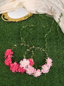 1Pc Bohemian Style Artificial Flower Crown, French Romantic Large Flower Headpiece, Suitable For Wedding/Vacation/Photoshoot - Multicolor - View 4
