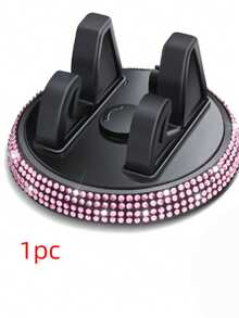 1pc Rhinestone Car Phone Holder, Cute Women's Horizontal/Vertical Screen Center Console Navigation Support Stand - A - View 11