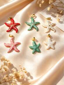 Multi-Style Korean Gentle Beach Style Stainless Steel Starfish DIY Pendant, Skin-Friendly And Sweat-Resistant, Multi-Color Gold-Edged Starfish, Detachable Multi-Layer Layering, Graduation Commemoration, Flower & Music Festival, Pool Leisure, Coastal Photography, Short Town Trip Accessory - Multicolor - View 14