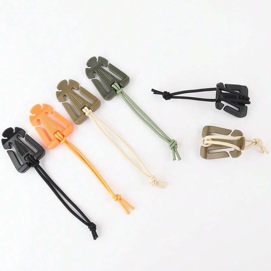 10pcs Elastic Rope Hook Backpack Webbing Fixing Clips, Tactical Sling Clips With Elastic Rope, Outdoor Hiking & Trekking Triangle Binding Clips Webbing Organizer Fixing Clips
