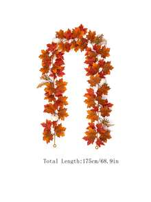 Pumpkin Maple Leaf & Berries Fall Garland - Fall Decor For Home, Mantle, Fireplace, Thanksgiving & Halloween Autumn Decorations - Multicolor - View 6