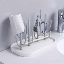 Baby Bottle Drying Rack - Bottle Drying Stand | Tree-Shaped Design Bottle Drying Tray | Upright Bottle Drying Station, Concave Large Base Plate, Gray, Creative Baby Bottle Draining Rack Tree-Shaped Bottle Drying Rack Baby Bottle Storage Dust-Proof Organizer Shelf, - Multicolor - View 8