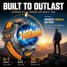 KENPANG 1400mAh Battery Men's Sports Smart Watch, Built-In Red & White Dual-Color LED Flashlight, IPX8 Waterproof, 100+ Sports Modes, Call & Answer, Message Notifications, 24-Hour Health Monitoring, 200+ Watch Faces, Sleep Tracking, Men's Fitness Tracker - View 4