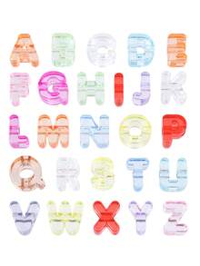 30/50/100 Stück große Buchstabenperlen, Schmuckherstellungszubehör, Regenbogen-Buchstaben-Anhängerperlen, geeignet für Schlüsselanhänger, Taschenanhänger-Set, Handyketten - Alphabetperlen - Übersicht 6