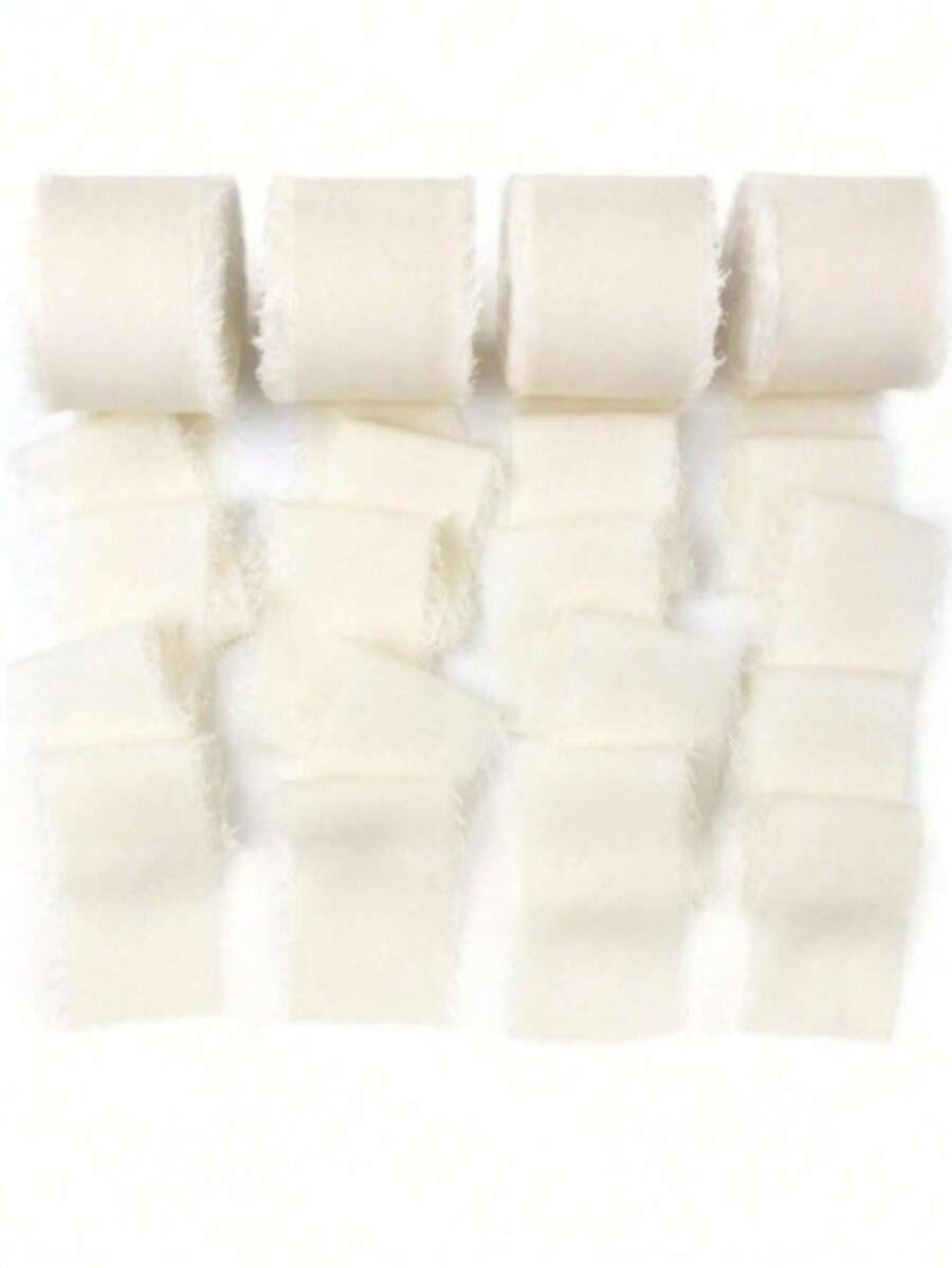 1/2/3 Rolls Handmade Chiffon Silk Ribbon Fringe, 1.5" X 16.4ft, Frayed Edge, For Wedding Invitations, Bridal Bouquets, Gift Wrapping, Crafts, Holiday Decor, Red, Valentine's Day Party Supplies - Multiple Styles - View 1