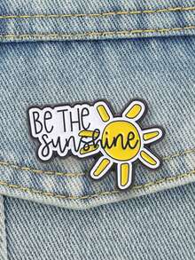 Be The Sunshine Enamel Pin Positive Quote Yellow Sun Lapel Brooch Inspirational Backpack Decor Gift - Yellow - View 4