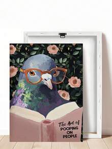 1pc Framed/Unframed Quirky Elephant Reading Book Wall Art Print Embrace The Obvious Fun Animal Posters Lover Gift, Humorous Wall Decor, Humorous Pigeon Reading 'The Art Of Pooping On People' Pink Literary Wall Art Print Funny Bathroom Decor - Animal - View 22