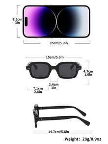 Visivana 1 Pair Men Retro Rectangular Versatile Fashion Glasses, Suitable For Outdoor, Cycling, Beach And Party Back To School Fashionable Preppy School Look - Multicolor - View 9