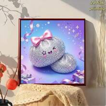 New Arrival! Cute Sparkling Bao Bun Pattern DIY Diamond Painting 2D Flat Printing Handmade DIY Frameless Diamond Painting Kit, Round Diamond Beads And Vibrant Colors, Create Your Own Artistic Decor, Suitable For Home And Office Wall Decoration, Can Be Used As Living Room Wall Decor, Room Decoration Gift, Holiday Artwork, Ideal Gift For Family And Friends. - View 3