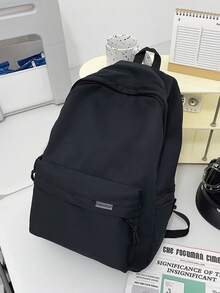 1 pieza Mochila casual de moda de gran capacidad en color negro, adecuada para uso diario de niñas, escuela y salidas - Multicolor - Ver 1