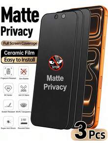 3pcs Full Screen Matte Privacy Screen Protector For IPhone, Made Of Flexible Soft Film Material, Upgraded Edge Protection Design, Privacy Protection, Anti-Fall Anti-Shock, Anti-Scratch Wear-Resistant, Anti-Fingerprint Coating Treatment, Smooth Touch - Black - View 36