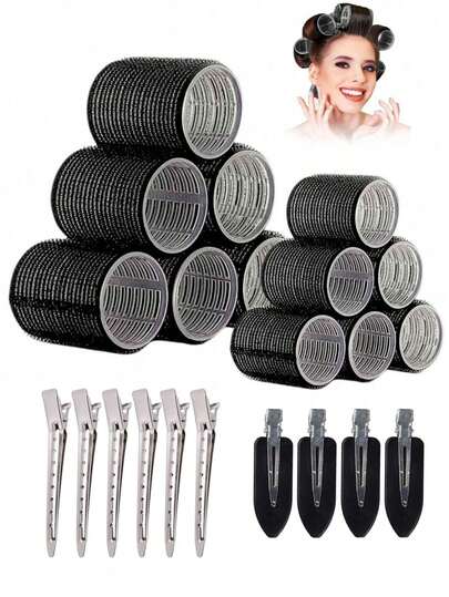 Large Size Hair Rollers With Clips, Self-Gripping Curler Suitable For Long/Medium/Short Hair And Bangs, DIY Hair Curling Tool