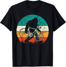 Camiseta Retro de Bicicleta de Montaña Bigfoot Ciclismo Divertida Camiseta de Ciclista Ropa Divertida para Hombres Partes Superiores Camisetas Gráficas Streetwear Camisas - Negro - Ver 1