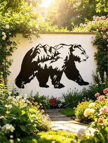 1PC Metal Bear Wall Decor, Black Forest And Mountain Silhouette Decoration, Suitable For Patios, Indoor And Outdoor Home Decoration, Gardens, Living Rooms, Tea Rooms, Cafes, Housewarming/Birthday Gifts, Ideal Holiday Gifts And Home Decor Gifts - A - View 12