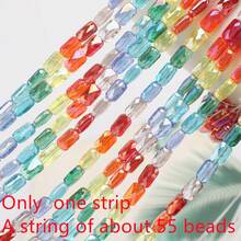 1 String Of Approx. 55pcs 4*7mm Grid Rectangular Colored Glass Beads DIY Jewelry Accessories Holiday Gift Shoes Clothing Accessories Phone Keychain Car Pendant Making Material - 4*7mm Long Grid - View 10