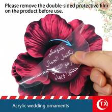 TX 2D Floral Acrylic Table Reserved Sign, Arabic Text Bride's Side Family Reserved Card, Muslim Henna Bride Party Wedding Reception Table Decor - Multicolor - View 11