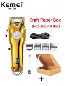 Kemei KM-1986 Tondeuse à cheveux professionnelle tout métal électrique pour hommes, tondeuse de coiffeur à forte puissance, sans fil, rechargeable par USB, tondeuse à cheveux réglable, tondeuse à cheveux de haute qualité, machine à couper les cheveux, cadeau pour hommes - Voir 9