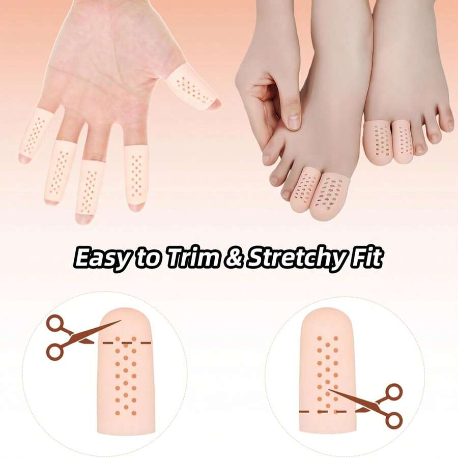 Home Use Toe Caps, Perforated Breathable Toe And Finger Protective Covers, Practical Design, Made Of High-Quality Soft Silicone Material, Suitable For All Seasons, Unisex, Suitable For Work Protection, Anti-Friction, Anti-Slip, Daily Necessity. (2pcs/Pack)