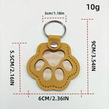 1/5pcs Leather Keychain Pet Hair Storage Pendant, Exquisite Cute Cat Dog Fur Hair Bag Charm - Multicolor - View 3