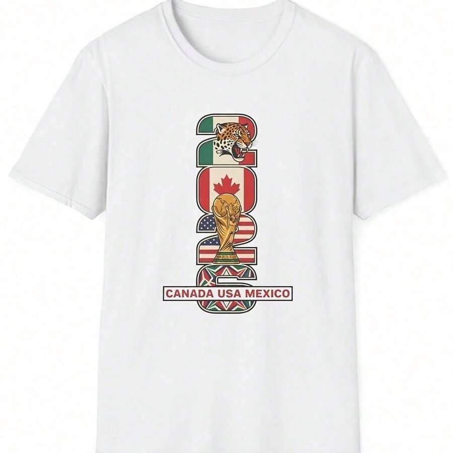 Canada World Cup Football Maple Leaf Pattern World Cup Licensed High-Quality Pure Print T Shirt - 白色 8 - 查看 1