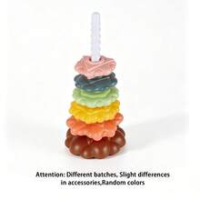 Drehbare Regenbogen-Stapelringe Spielzeug, Montessori Blumen-Stapelturm, 18 Monate+ Kleinkind Früherziehung Sinnes-Spielzeug, Baby Geburtstagsgeschenk - Verschiedenfarbig - Übersicht 8