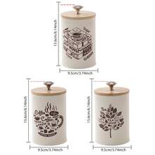 Myrothcane 3Pcs Vintage Cream Metal Canister Set With Bamboo Lids, Coffee Sugar Tea Printed Airtight Storage Jars, Farmhouse Kitchen Counter Dry Food Container Organizer - White - View 13