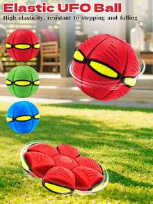 Transformable Elastic UFO Flying Ball 2 In 1 Flying Disc Durable Deformation Sports Ball For Outdoor Lawn Beach Camping Group & Pet Interactive Activities - Multicolor - View 3