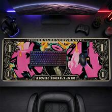 4Pcs/Set Retro American Cash Street Art Spray Paint Print Extended Mouse Pad, Large One Dollar Bill Pink Graffiti Gaming Desk Mat, Waterproof Stitched Edge Keyboard Pad, Hip Hop Cool Aesthetic Desktop Protector For PC Game Office - View 4