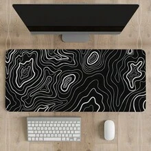 Alfombrilla de ratón grande con diseño de terreno abstracto, alfombrilla de ratón para juegos XL de color negro con bordes cosidos, tapete de escritorio lavable, alfombrilla de teclado de computadora de goma natural con base de goma antideslizante, tapete de escritorio, tapete de escritorio de estudio - Ver 9