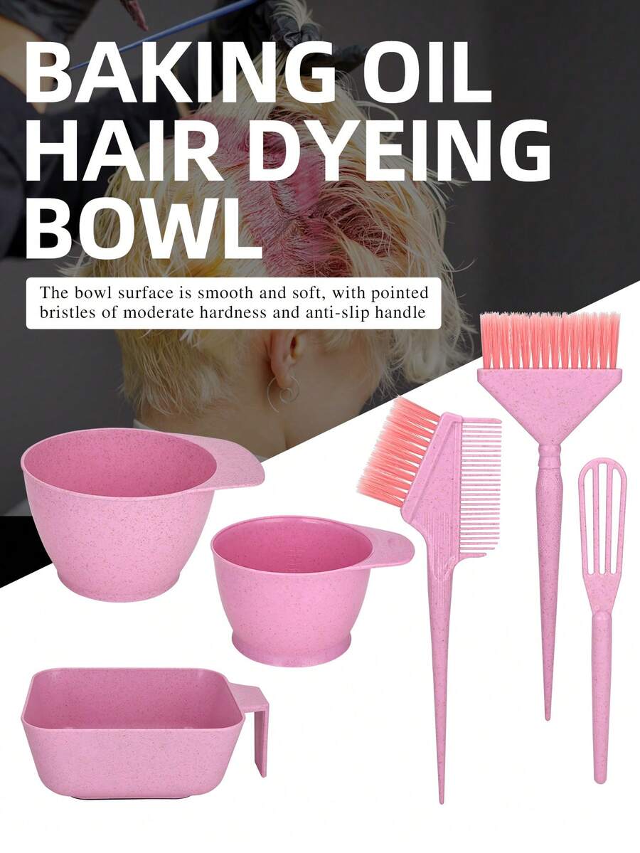 6pcs Hair Dyeing Tool Set, Hair Dye Brush + Hair Dye Bowl, Multi-Color Mixing Bowl, Comb Brush, Hair Styling And Design Tools, Suitable For Hairstylists - Multicolor - View 1