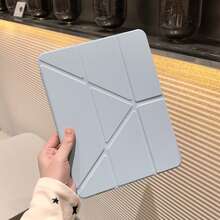 適用於 iPad 11 代 A16 時尚 Y 型折疊平板保護殼，高透明壓克力背板，可自定義 DIY，防震全包防摔，PU 皮革，相容 iPad Air 11、9 代 10.2 吋、8 代 10.2 吋、Pro 11、10 代平板保護殼 - 天藍 - 查看 7
