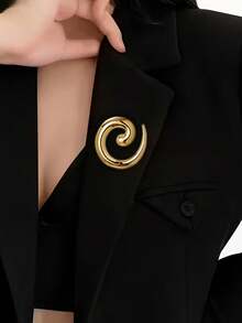 1 Stück asymmetrische spiralförmige geometrische Brosche, elegantes modisches Party-Stil Kleid Rucksack Schal dekoratives Accessoire, geeignet für tägliche Pendelzeit Party Abendkleidung - Gold - Übersicht 7