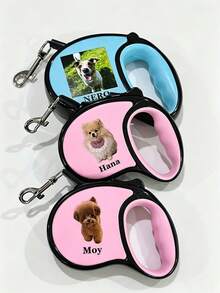 Customizable Retractable Dog Leash With Personalized Name And Photo, Customized Pet Gift, Personalized Dog Walking Accessory, Durable ABS Material, Anti-Tangle, Suitable For Small Dogs, Medium Dogs And Cats, Bright Colors, Customized Personalized Gift For Pet Lovers - Multicolor - View 3