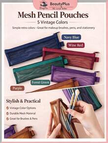 Durable Nylon Mesh Makeup Brush Storage Bag, Multiple Colors Available, Transparent Visible, Large Capacity, Lipstick Storage Bag, Multi-Functional Storage Bag, Suitable For Eyebrow Pencil, Makeup Brush, Eyelash Brush And Other Makeup Supplies, Portable Mini Makeup Brush Bag, Travel Essential, Multi-Functional Bag, Transparent Bag, Washable Shell, Breathable Material, Toiletry Bag, Makeup Artist, Beauty Enthusiast - Multicolor - View 9