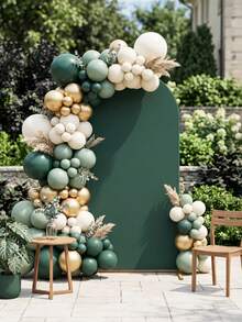 1pc Deep Pine Green Arch Backdrop Cover, 80*180cm Solid Color Wedding Party Backdrop, Polyester Elastic Fit Wedding Arch Cover, Wedding Decoration, Birthday, Baby Shower, Bridal Shower Backdrop Decoration, Outdoor Garden Celebration Banquet Decoration (Frame Not Included), Photo Backdrop Decoration, Combine With Balloons Decoration, Merry Christmas Backdrop Decoration - Dark Pine Green - View 9