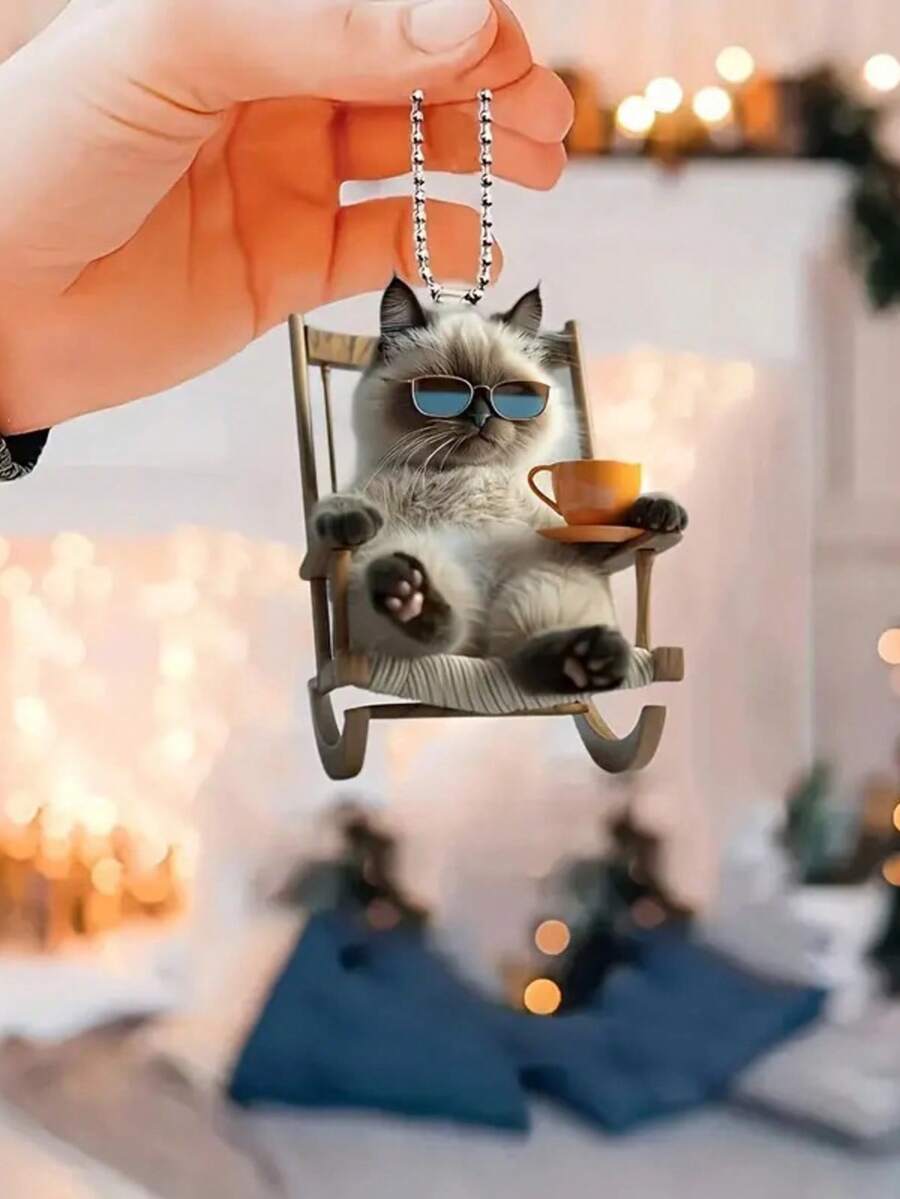 New Cute Cat Acrylic Material Flat Car Hanging Decoration Backpack Accessories Home Decoration - Kitten Ornament - View 1