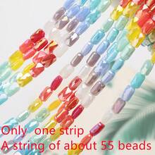 1 String Of Approx. 55pcs 4*7mm Grid Rectangular Colored Glass Beads DIY Jewelry Accessories Holiday Gift Shoes Clothing Accessories Phone Keychain Car Pendant Making Material - 4*7mm Long Grid - View 13