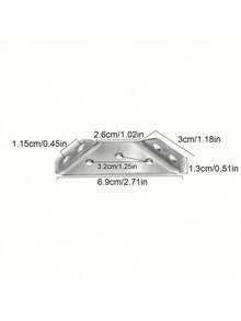 50/100pcs Rust-Proof Galvanized Iron Corner Bracket Set, Three-Sided Fixed Universal Support Bracket, Suitable For Wooden Furniture, Bookshelves, Drawers, Cabinets, Tables And Chairs. - A - View 4