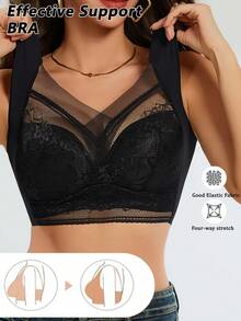 6Pieces Women's Large Bra Gathered Soft Ice Silk Seamless Top Bra Lace No Wire Ring Summer Bra Tops Underwear, Bralettes For Women, Lingerie For Women - 彩色 - 查看 3