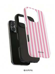 GIIPPA 1pc Pink & White Striped Pattern Design, Phone 17 Pro Max Phone Case, Compatible With Phone 16 Pro Max, 15 Pro Max, 14 Pro Max, Korean Style High-End Fashion & Fun Phone Case, Compatible With 11/12/13/14/15/16 Pro Max Plus, Elegant Design Suitable For Men And Women, Perfect Gift For Girlfriend On Christmas, Valentine's Day, Easter, Wedding Season And Birthday! - Multicolor - View 2