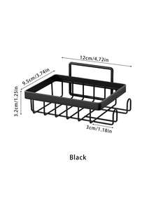 Drill-Free, Self-Adhesive Draining Storage Rack Suitable For Kitchen Sinks And Bathrooms. It Holds Cleaning Sponges, Cloths, And Soap, While Side Hooks Allow For Hanging Brushes And Peelers-Or Bathroom Items Like Hair Ties And Bath Poufs. - Black - View 7